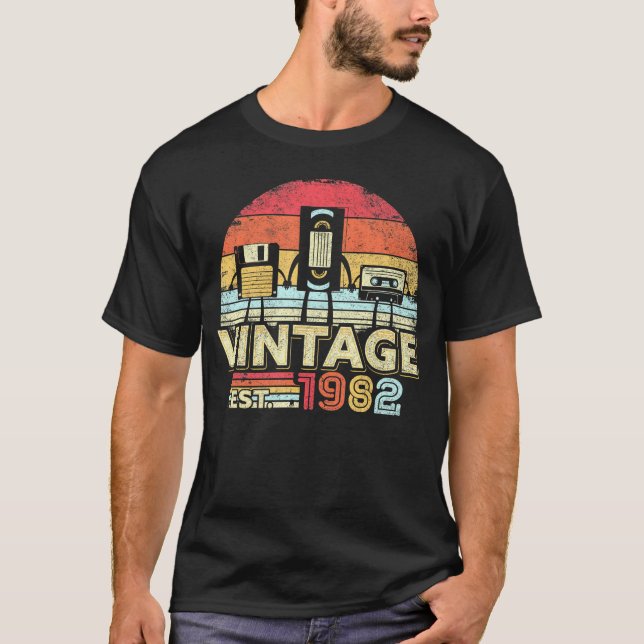 1982 Birthday Funny Music Tech Humor T-Shirt (Front)