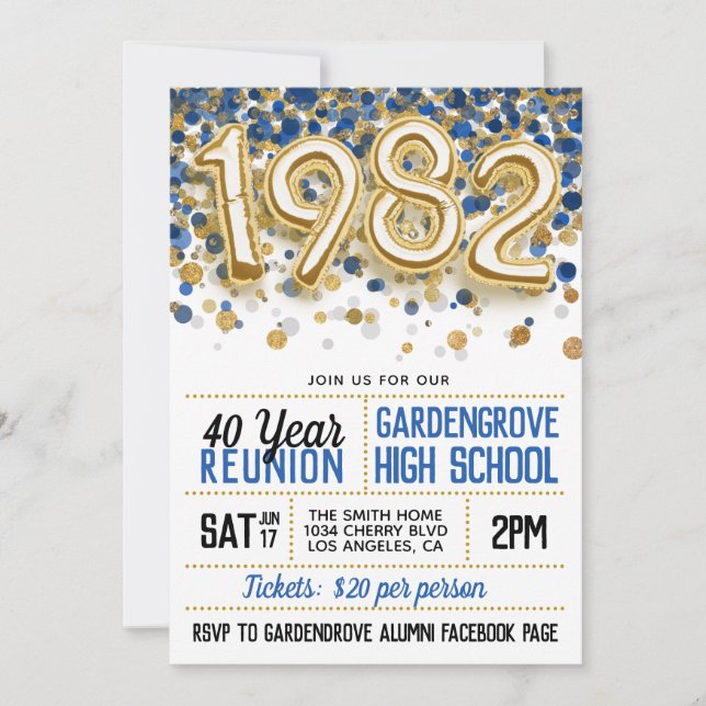 1982 High School College Reunion Invitation (Front)