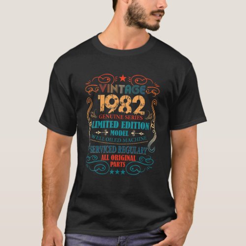 1982 Vintage 40 Year Old Gifts 40Th Birthday Limit T_Shirt