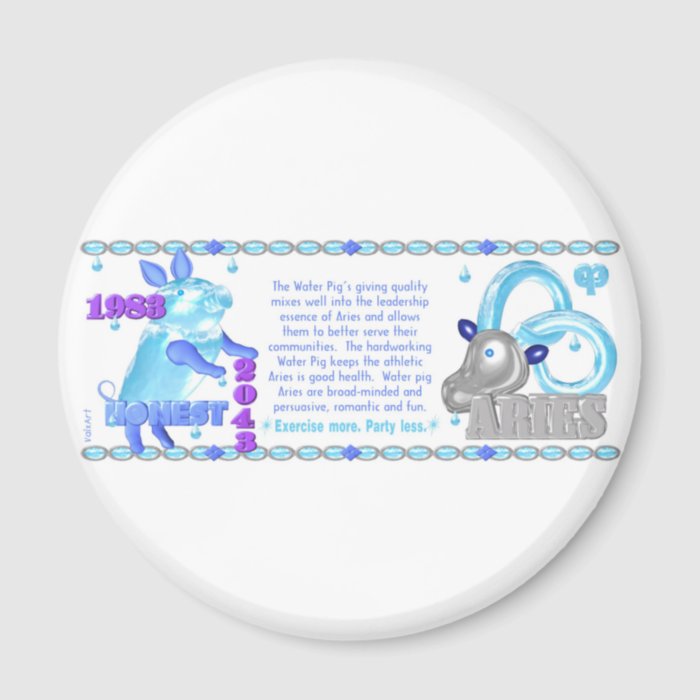 1983 2043 Chinese zodiac water pig born Aries Magnets