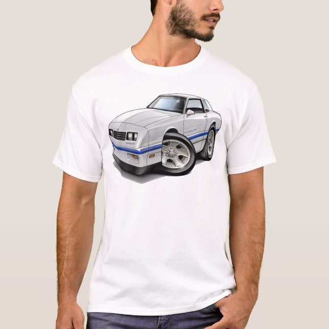 1983-88 Monte Carlo White-Blue Car T-Shirt (Front)