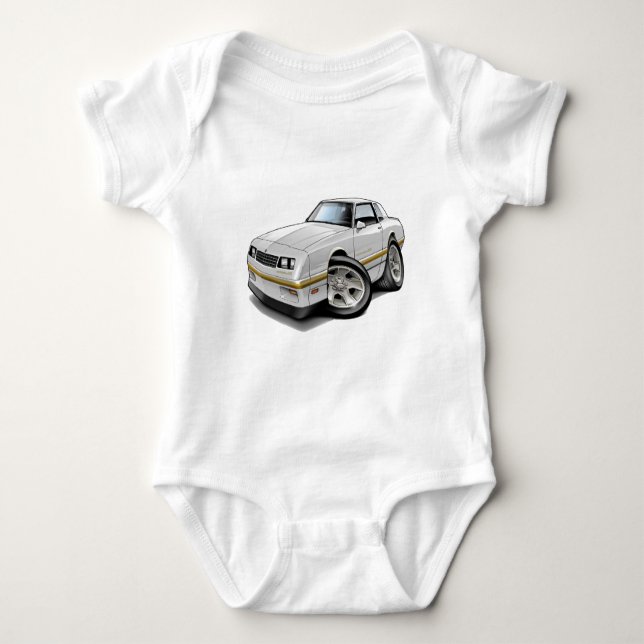 1983-88 Monte Carlo White-Gold Car Baby Bodysuit (Front)