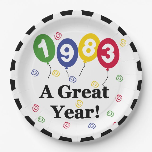 1983 A Great Year Birthday Paper Plates (Front)