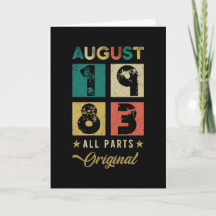 1983 August Birthday Retro Card