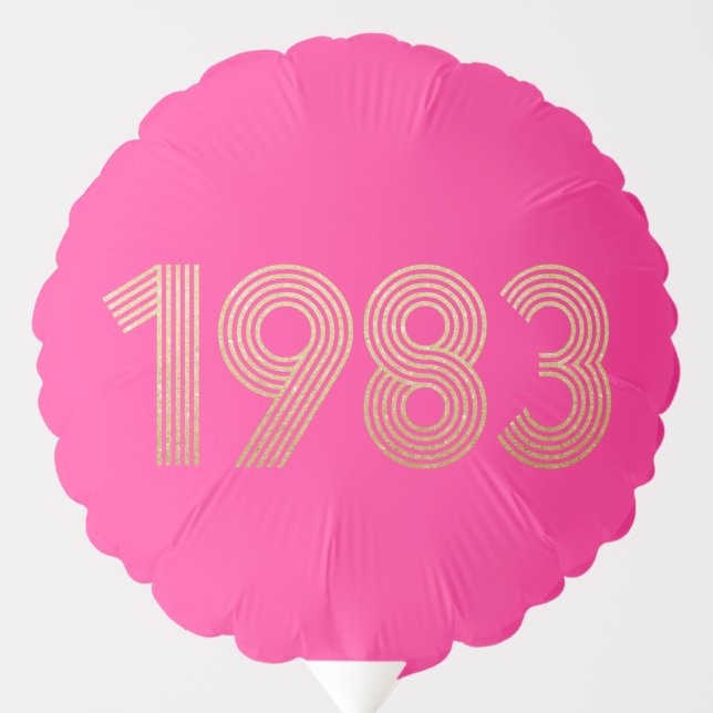 1983 Black Hot Pink Gold 40th Birthday Balloon (Front)