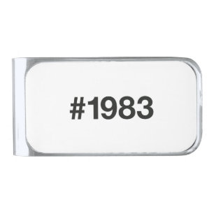 1983 Hashtag 43rd birthday 43 years Silver Finish Money Clip