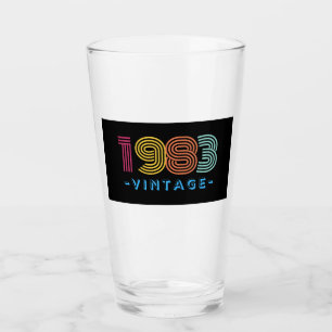 1983 Vintage Beer Glass- Gift- Retro Glass