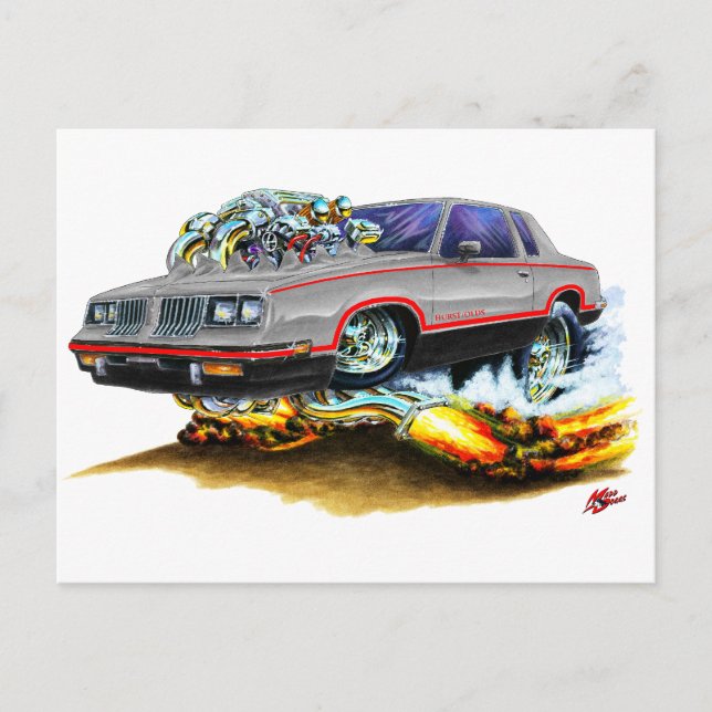 1984-88 Hurst Olds Grey-Black Car Postcard (Front)