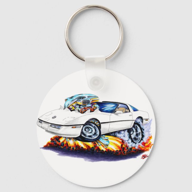 1984-93 Corvette White Car Keychain (Front)