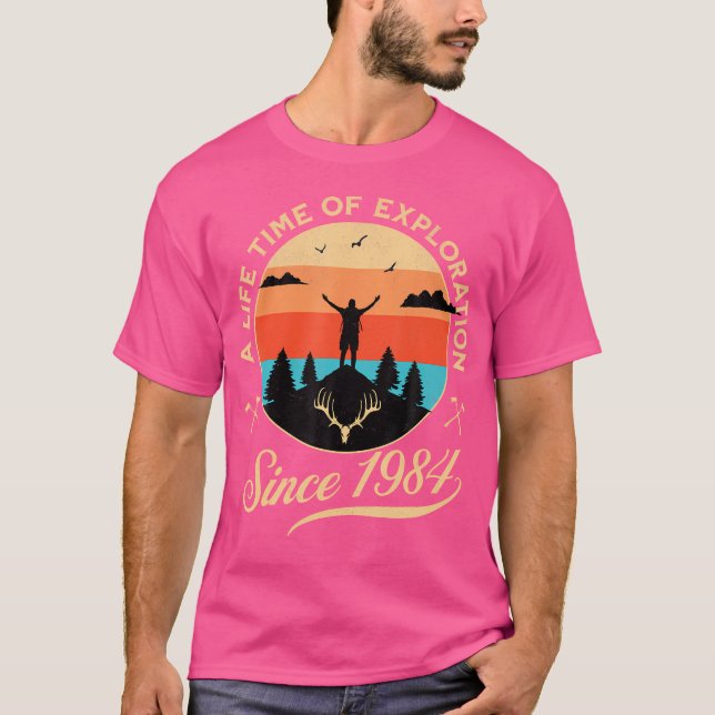 1984 Birthday Hiking Adventure Camping Outdoors 40 T-Shirt (Front)