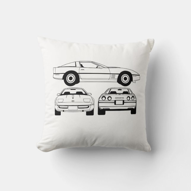 1984  Chevrolet Corvette schematic cussion Throw Pillow (Front)