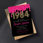 1984 Pink Glitter Drip 40th Birthday Invitation<br><div class="desc">Celebrate with these 1984 inspired 40th birthday invitations.</div>