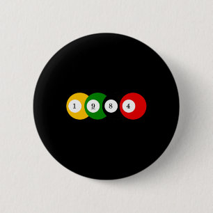 1984 Pool Ball Billiards Vintage Color Year Design Button