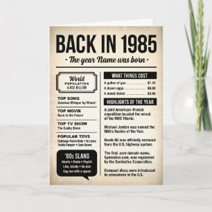 1985 Back in the Day, Fun Facts Birthday Card