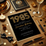 1985 Black Faux Gold 40th Birthday Invitation<br><div class="desc">1985 Black Faux Gold 40th Birthday Invitation Celebrate turning 40 in style with this 1985 Black Faux Gold Birthday Invitation! Designed with a sleek black background and elegant faux gold accents, this invitation delivers timeless sophistication with a touch of vintage flair. It’s the perfect way to honor a milestone year...</div>