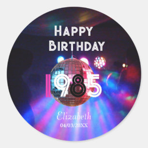 1985 Disco Ball 40th Birthday Party Classic Round Sticker