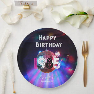 1985 Disco Ball 40th Birthday Party Invitation Paper Plates