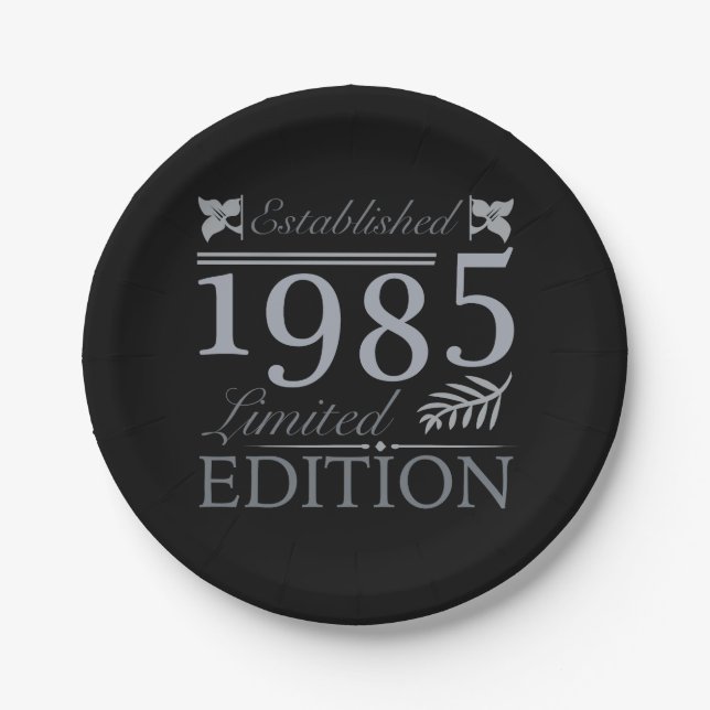1985 Limited Edition 40th Birthday Paper Plates (Front)