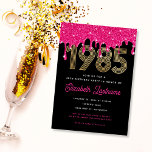 1985 Pink Glitter Drip 40th Birthday Invitation<br><div class="desc">Celebrate with these 1985 inspired 40th birthday invitations.  Personalize with your details. Choose to have them printed,  receive as an instant download or both!</div>