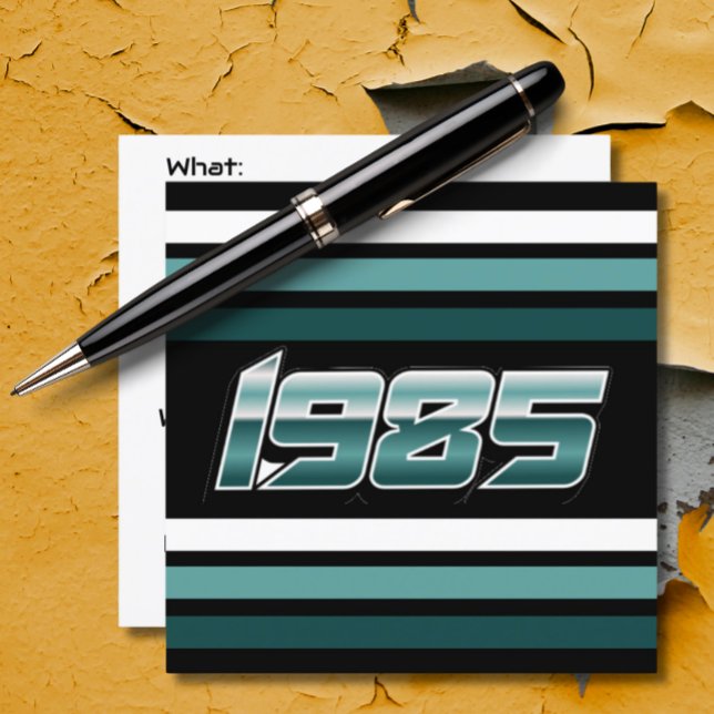 1985 Retro Stripe Teal  Invitation (Creator Uploaded)