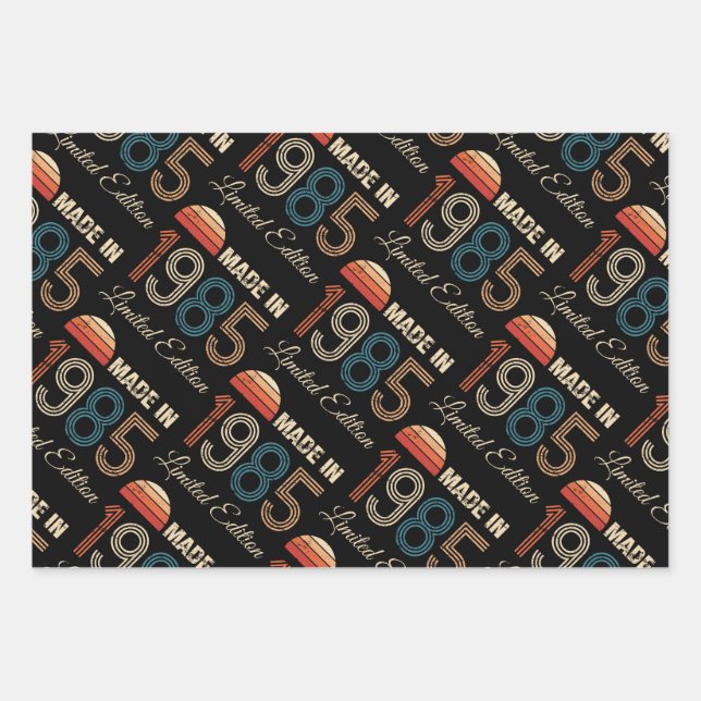 1985 Vintage 40th Birthday Wrapping Paper Sheets (Front)