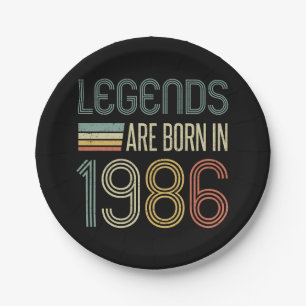 1986 40th Birthday Legends Paper Plates