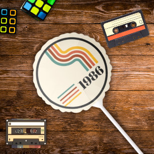 1986 40th Birthday Retro Stripe Vintage Balloon