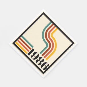 1986 40th Birthday Retro Stripe Vintage Napkins