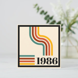 1986 60th Birthday Retro Stripe Vintage Invitation