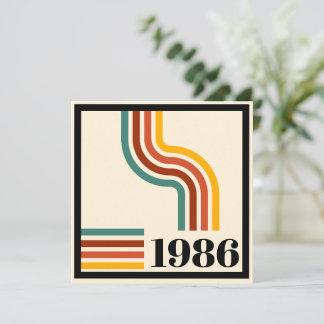 1986 60th Birthday Retro Stripe Vintage Invitation