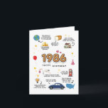 1986 Birthday Card For Husband and Wife<br><div class="desc">Take a Journey Back to 1986. The Perfect Birthday Card for Sister, Brother, Husband, or Wife Make their birthday truly unforgettable with a unique card that turns back the clock to 1986! More than just a greeting, this is a time capsule filled with fun facts, cherished memories, and a heartfelt...</div>