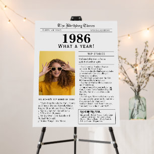 1986 Birthday Welcome Sign Foam Board