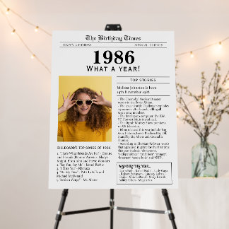 1986 Birthday Welcome Sign Foam Board