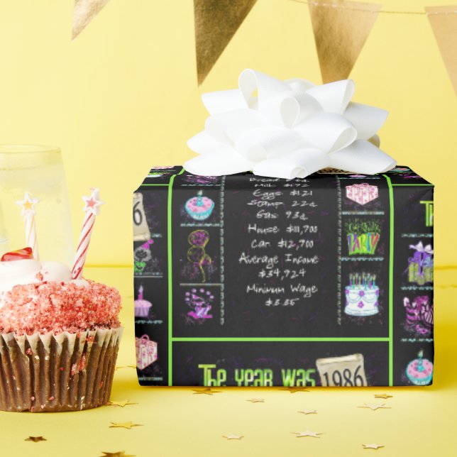 1986 Birthday Year Trivia Wrapping Paper (Birthday Party)