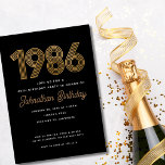 1986 Black and Faux Gold 40th Birthday Invitation<br><div class="desc">Celebrate with these 1986 inspired 40th birthday invitations.</div>