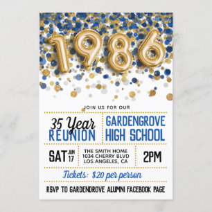 1986 High School College Reunion Invitation