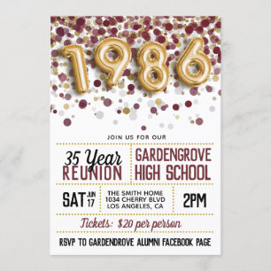 1986 High School College Reunion Invitation