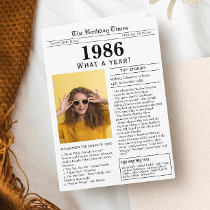 1986 Newspaper Birthday card