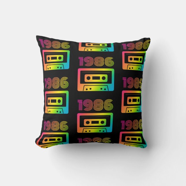 1986 Retro Throw Pillow (Front)