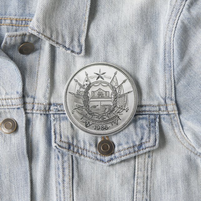 1986 The State of Texas Silver Round Button (In Situ)