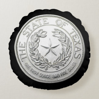1986 The State of Texas Silver Round Pillow