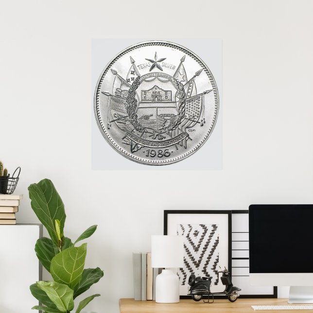 1986 The State of Texas Silver Round  Poster (Home Office)
