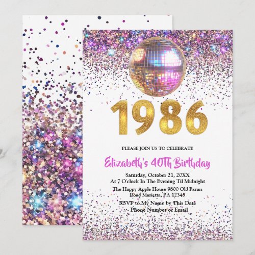 1986 Trendy Glitter Disco 40th Birthday