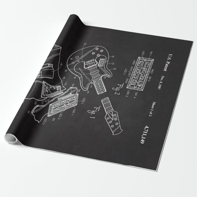 1987 Electric Guitar-Unique Funny Music Lover Gift Wrapping Paper (Unrolled)