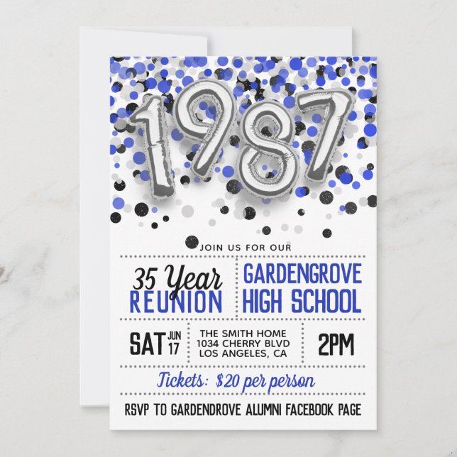 1987 High School College Reunion Invitation (Front)