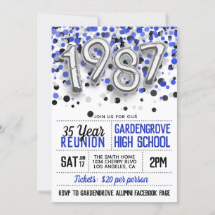 1987 High School College Reunion Invitation