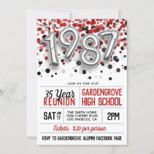 1987 High School College Reunion Invitation