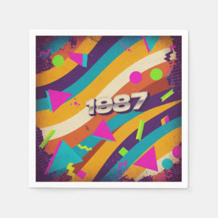 1987- Retro Vintage 80s Neon Geometric - Napkins
