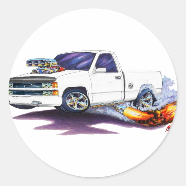 1988-98 Silverado WhiteTruck Classic Round Sticker (Front)