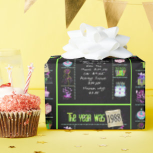 1988 Birthday Year Trivia Wrapping Paper